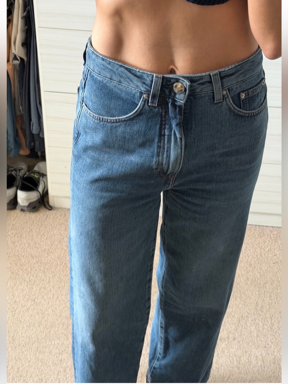 Toteme High-Rise Wide-Leg Jeans in Dark Blue Wash - Picture 5 of 10